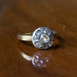 Anello antico in oro 18K e argento con diamanti, primi del '900