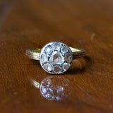 Anello antico in oro 18K e argento con diamanti, primi del '900