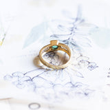 Anello in oro 18K con smeraldo e diamanti (0.40ctw ca.), anni '80