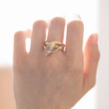 Anello a serpente in oro 18K con diamante (0.80ct ca.), anni '60
