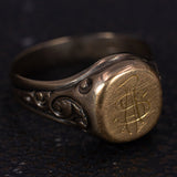 Anello antico da uomo in oro con incisione, fine '800 - Antichità Galliera