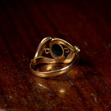 Anello antico in oro 14K con pietra verde, rubini e perline, primi del '900 - Antichità Galliera