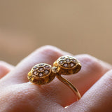 Anello Toi et Moi in oro 18K con zirconi, anni '50 - Antichità Galliera