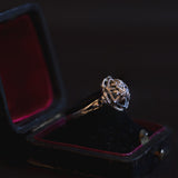 Bague ancienne en or blanc 18 carats avec diamant d'environ 0,10 ct, années 1930/1940