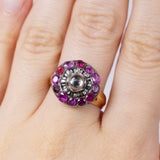 Anello antico in oro 14K con rubini e zircone centrale, primi del '900 - Antichità Galliera