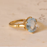 Anello vintage in oro 18K con topazio azzurro, anni '40