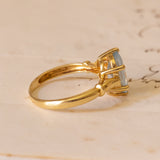 Anello vintage in oro 18K con topazio azzurro, anni '40