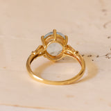 Anello vintage in oro 18K con topazio azzurro, anni '40