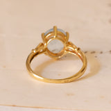 Anello vintage in oro 18K con topazio azzurro, anni '40