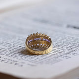Anello vintage in oro 14K con ametiste, anni '60/'70