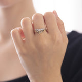 14K two-tone gold "V" ring with diamonds (approx. 0.10ctw), 1970s