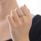 14K two-tone gold "V" ring with diamonds (approx. 0.10ctw), 1970s