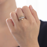 14K two-tone gold "V" ring with diamonds (approx. 0.10ctw), 1970s