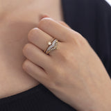 14K two-tone gold "V" ring with diamonds (approx. 0.10ctw), 1970s