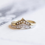 14K two-tone gold "V" ring with diamonds (approx. 0.10ctw), 1970s