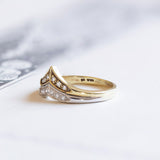 14K two-tone gold "V" ring with diamonds (approx. 0.10ctw), 1970s