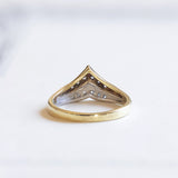 14K two-tone gold "V" ring with diamonds (approx. 0.10ctw), 1970s