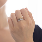 14K two-tone gold "V" ring with diamonds (approx. 0.10ctw), 1970s