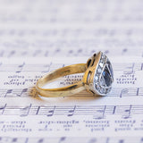 Bague vintage en or 18 carats et argent avec saphirs et diamants, années 1950