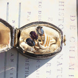 Vintage 14K gold ring with purple sapphires and diamond, 60s / 70s