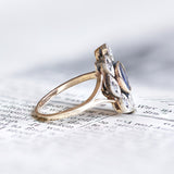 Anello antico in oro 12K e argento con zaffiro e diamanti, primi del '900