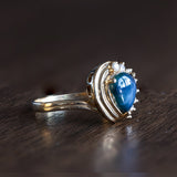Bague vintage en or 14 carats avec saphir étoilé et diamants, 1960