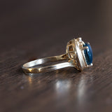 Bague vintage en or 14 carats avec saphir étoilé et diamants, 1960