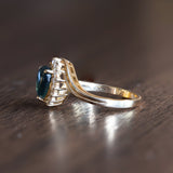 Bague vintage en or 14 carats avec saphir étoilé et diamants, 1960