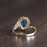 Bague vintage en or 14 carats avec saphir étoilé et diamants, 1960