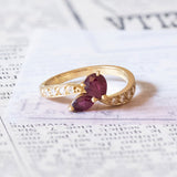 Anello vintage in oro 18K con diamanti (0.16ctw ca.) e rubini, anni ‘70