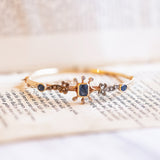 Bracciale rigido antico in oro 12K con zaffiri e diamanti, primi del '900
