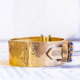 Bracciale rigido Borbonico in oro 18K con paste di vetro blu, seconda metà dell'800
