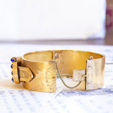 Bracciale rigido Borbonico in oro 18K con paste di vetro blu, seconda metà dell'800