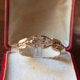 Bracciale antico in oro 9K con rosette di diamante, primi del '900