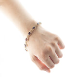 Bracciale vintage in oro 8K con granati, anni '60