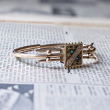 Bracciale rigido borbonico in oro 12K con paste di vetro, fine '800