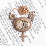 Collana antica in oro 18K e 9K con smalti neri, seconda metà dell'800