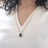 Collana vintage in oro 14K con ametista e diamanti, anni '70