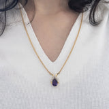 Collana vintage in oro 14K con ametista e diamanti, anni '70