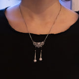 Collier Art Nouveau/Art Déco in oro bianco 18K con diamanti (0.45ctw ca.), anni '20/'30