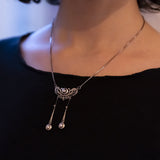 Collier Art Nouveau/Art Déco in oro bianco 18K con diamanti (0.45ctw ca.), anni '20/'30