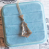 Collier Art Déco in oro 14K con diamanti di taglio rosetta, anni '30