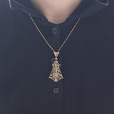 Collier Art Déco in oro 14K con diamanti di taglio rosetta, anni '30