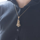 Collier Art Déco in oro 14K con diamanti di taglio rosetta, anni '30