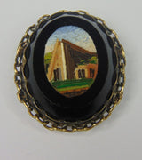 Micromosaico legato in argento, raffigurante delle rovine. Fine '800 - Antichità Galliera