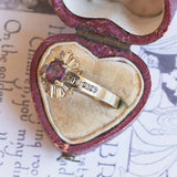 Bague vintage en or 14 carats avec rubis central et diamants, 1960
