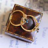 Anello a navette vintage in oro 14K con diamanti e zaffiro viola, anni '60/'70