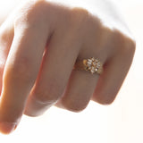 Fede con cuore vintage in oro 14K e diamanti, anni '60
