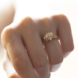 Fede con cuore vintage in oro 14K e diamanti, anni '60