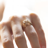 Fede con cuore vintage in oro 14K e diamanti, anni '60